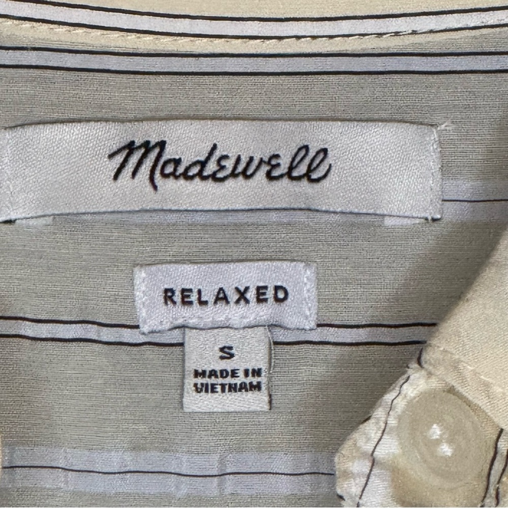 Madewell Women's Cream and Gray Striped Blouse